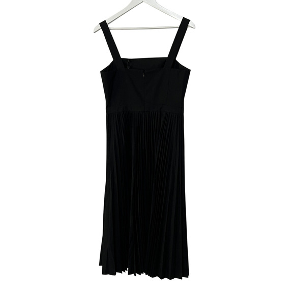 THEORY WOMENS SIZE 8 SLEEVELESS PLEATED VOLUME POPLIN MIDI DRESS BLACK NEW - Picture 7 of 14